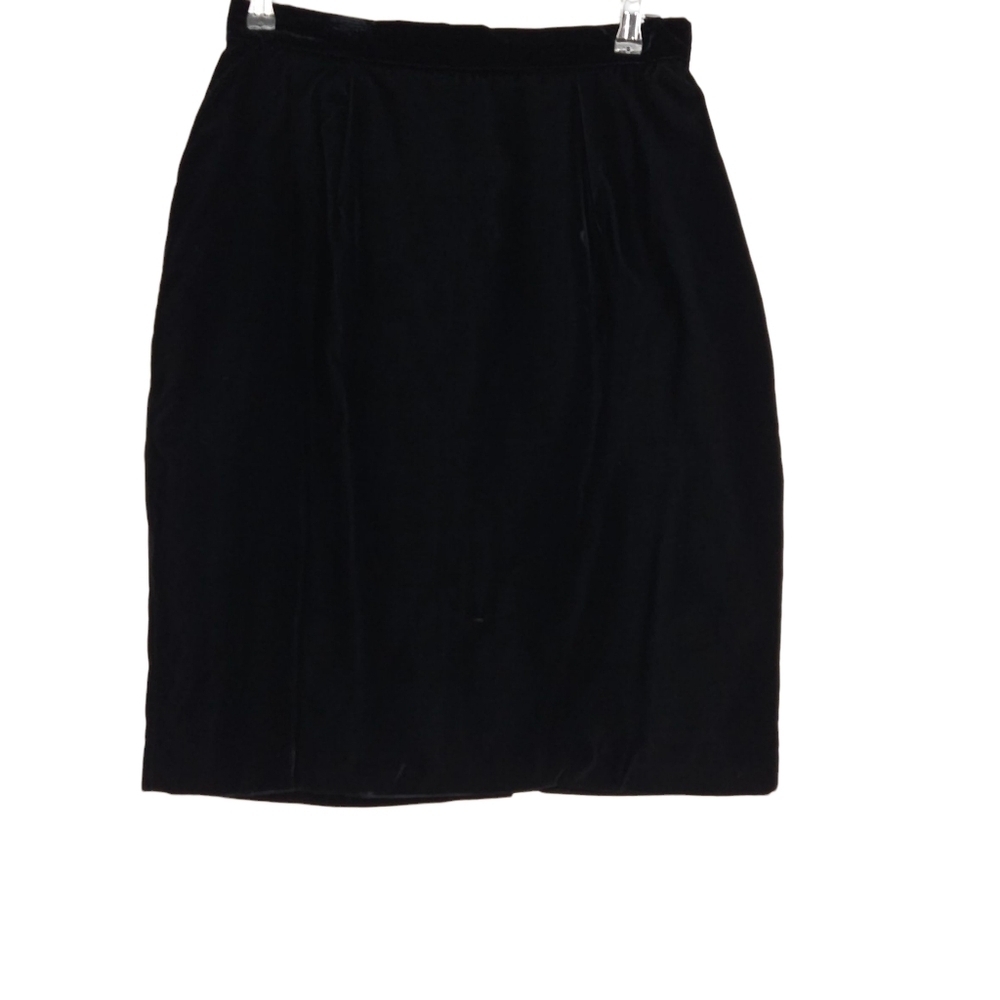 Jessica McClintock Straight Pencil Skirt Holiday Black Velvet Button Zip Back 12